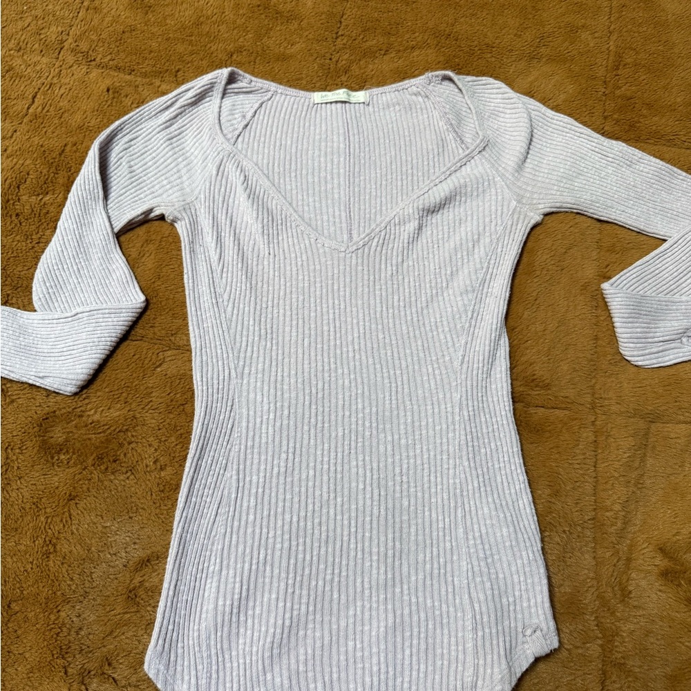 We The Free Light Purple Ribbed Long Sleeve Top